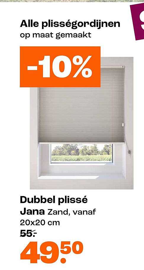 Dubbel plissé Jana Zand, vanaf 20x20 cm -10%