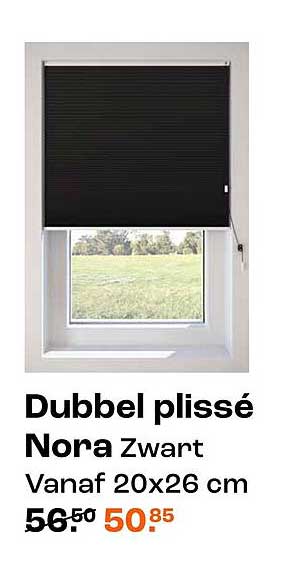 Dubbel plissé Nora Zwart Vanaf 20x26 cm