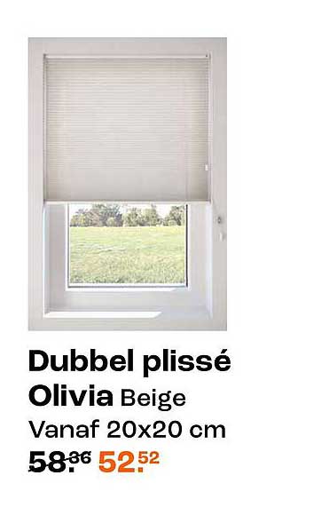 Dubbel plissé Olivia Beige Vanaf 20x20 cm