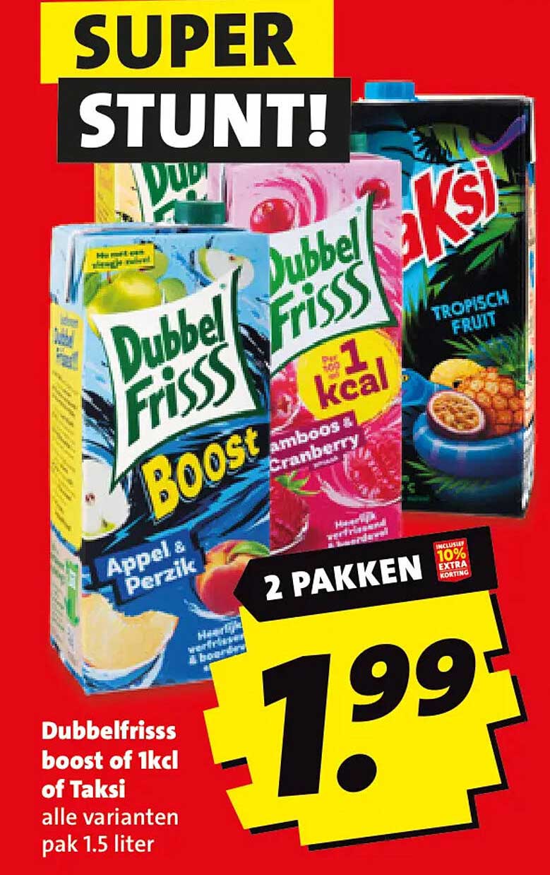 DubbelFrisss boost of 1kcl of Taksi alle varianten pak 1.5 liter