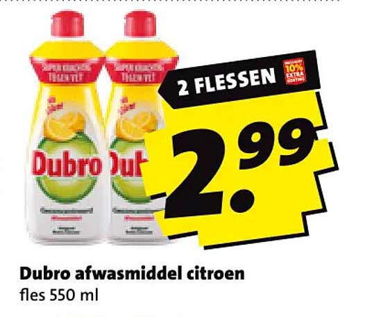 Dubro afwasmiddel citroen 2 flessen