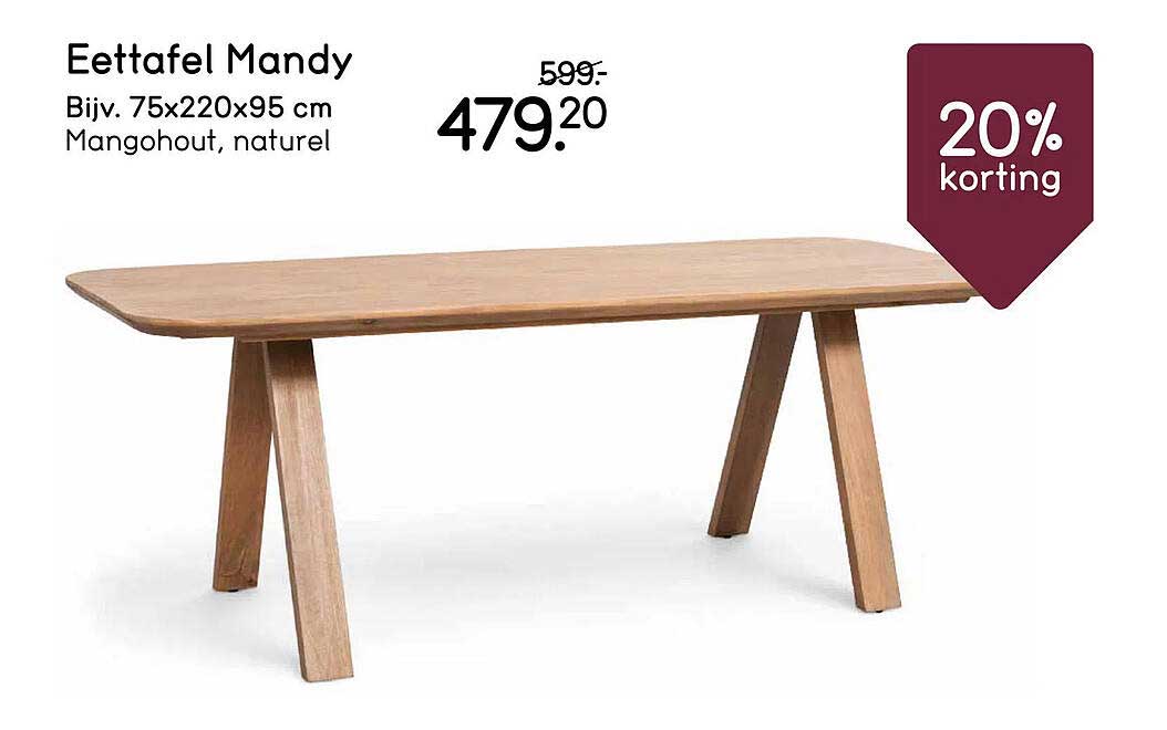 Eettafel Mandy 20% korting