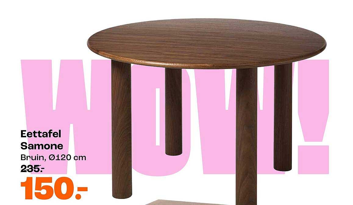 Eettafel Samone Bruin, Ø120 cm