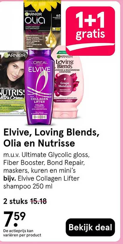 Elvive, Loving Blends, Olia en Nutrisse 1+1 gratis