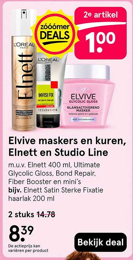 Elvive maskers en kuren, Elnett en Studio Line 2e artikel 1.00