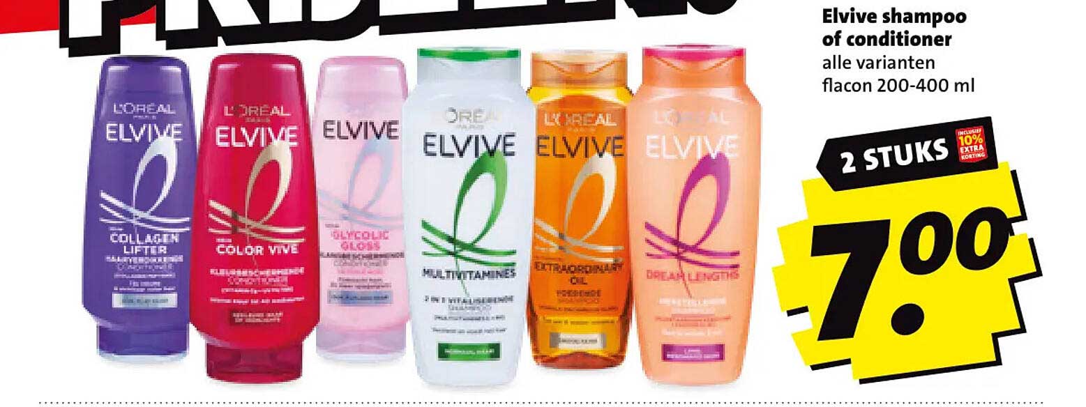 Elvive shampoo of conditioner alle varianten flacon 200-400 ml 2 stuks