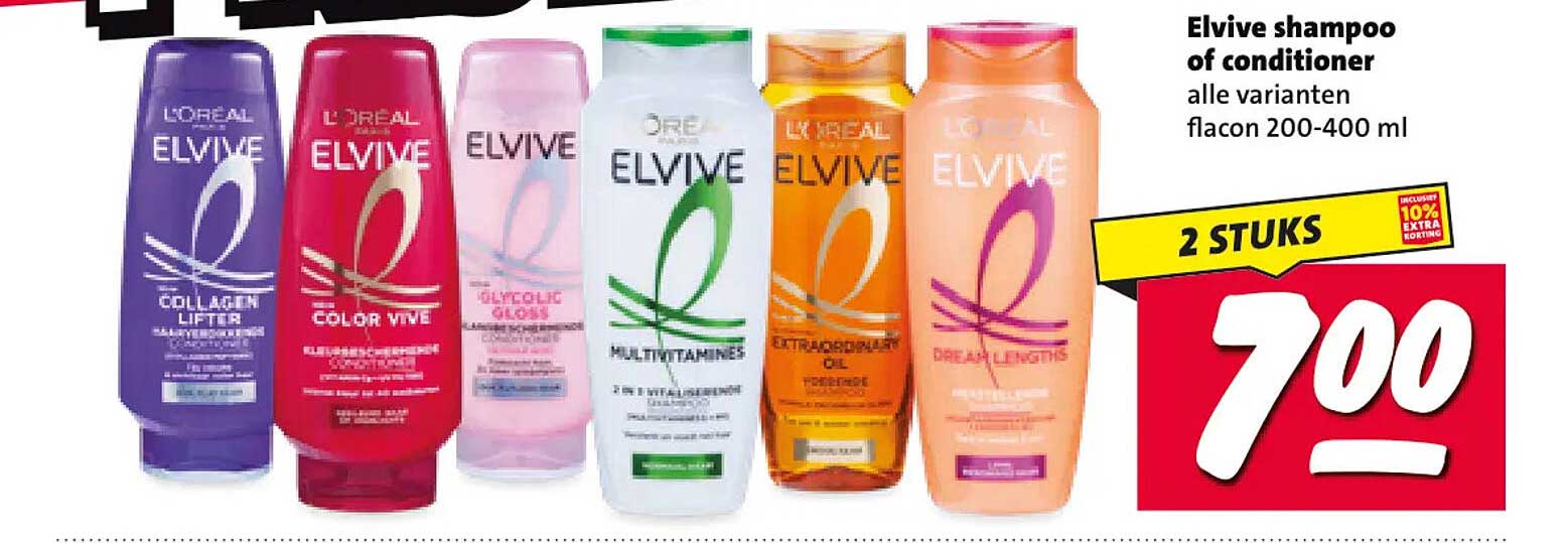 Elvive shampoo of conditioner alle varianten flacon 200-400 ml 2 STUKS