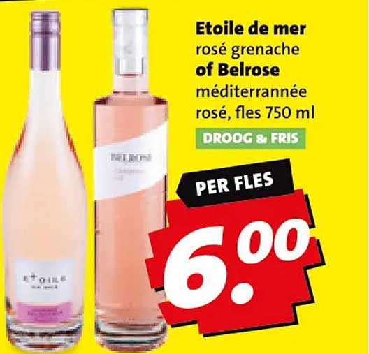 Etoile de mer rosé grenache of Belrose méditerranée rosé, fles 750 ml PER FLES