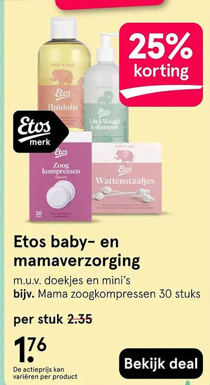 Etos baby- en mamaverzorging 25% korting