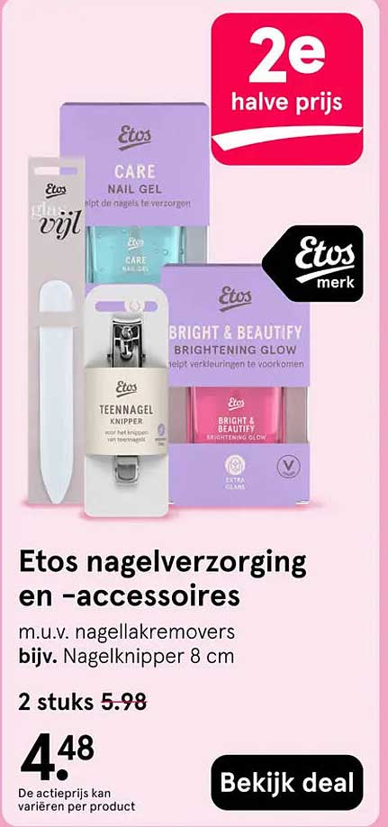 Etos nagelverzorging en -accessoires m.u.v. nagellakremovers bijv. Nagelknipper 8 cm 2e halve prijs