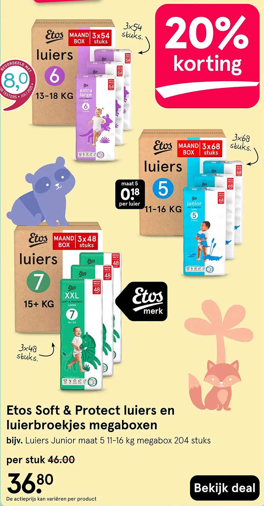 Etos Soft & Protect luiers en luierbroekjes megaboxen 20% korting