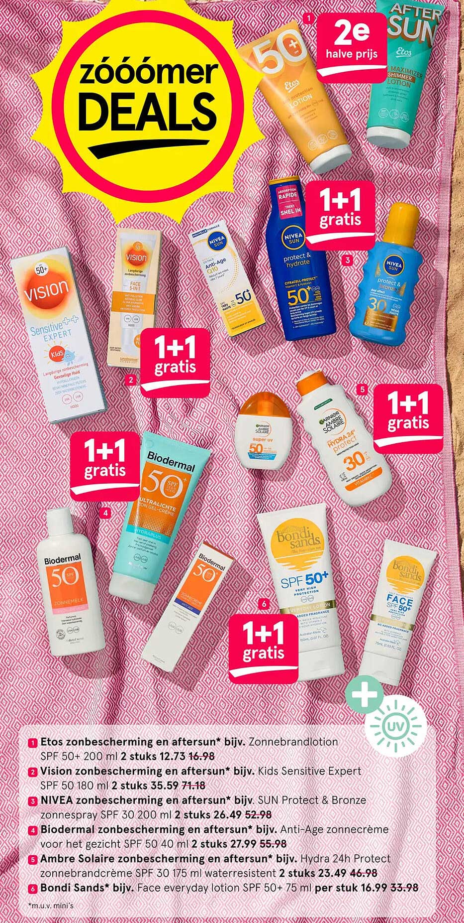 Etos zonbescherming en aftersun* bijv. Zonnebrandlotion SPF 50+ 200 ml 2 stuks 12.73 16.98