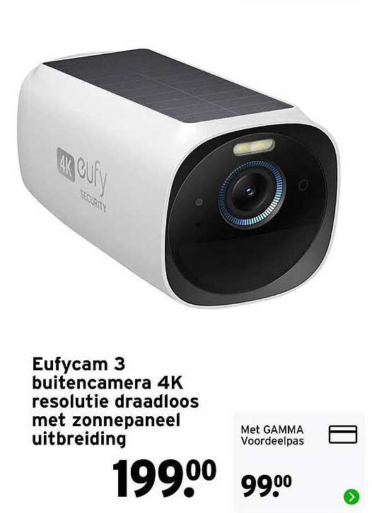 Eufycam 3 buitencamera 4K resolutie draadloos met zonnepaneel uitbreiding