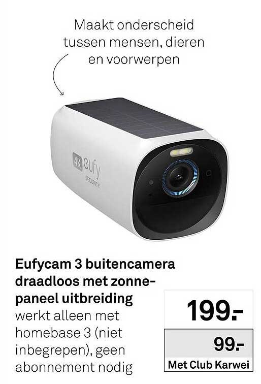 Eufycam 3 buitencamera draadloos met zonne-paneel uitbreiding