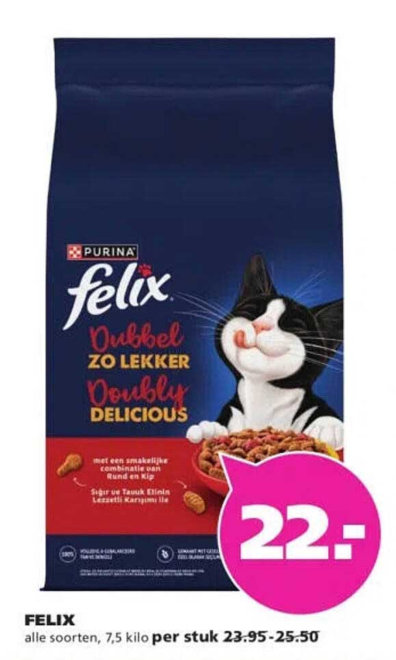 FELIX alle soorten, 7,5 kilo per stuk