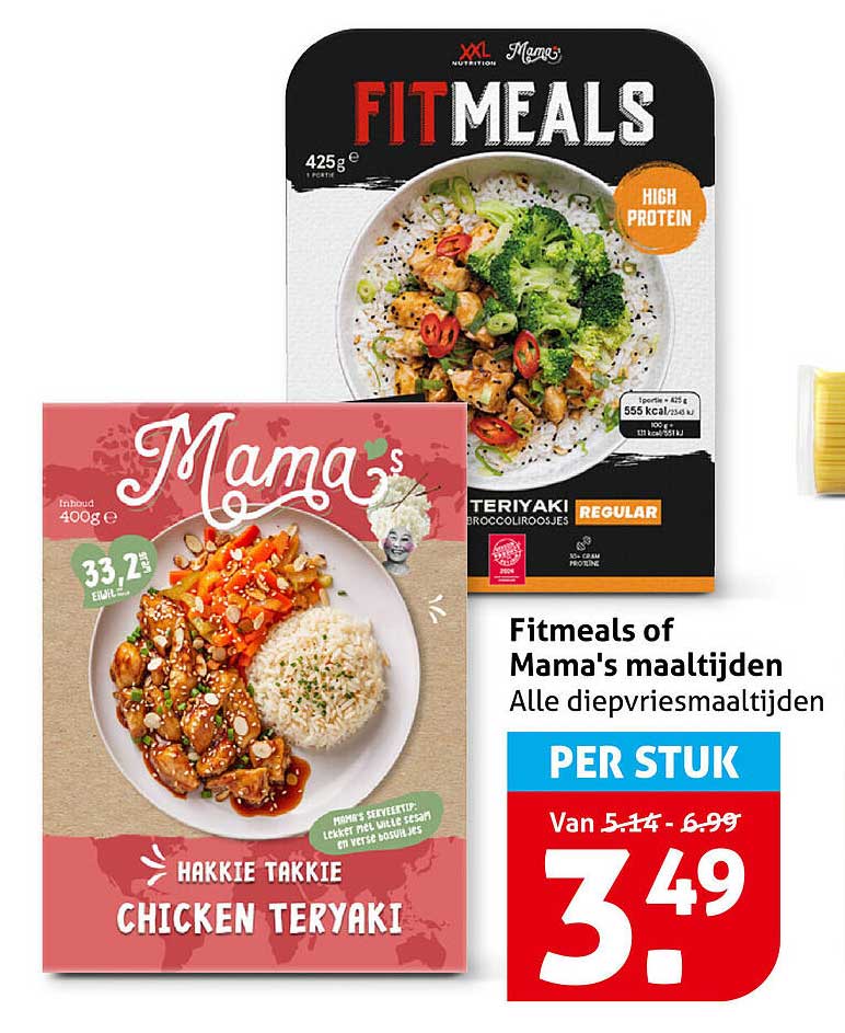 Fitmeals of Mama's maaltijdijden Alle diepvriesmaaltijden PER STUK