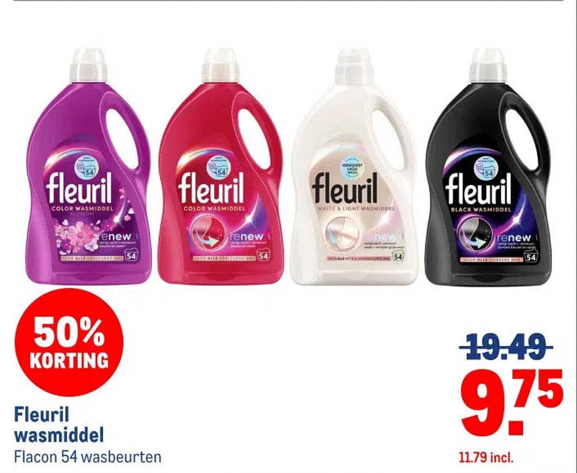 Fleuril wasmiddel 50% korting