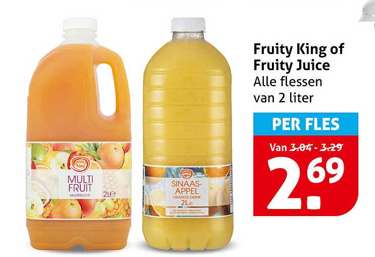 Fruity King of Fruity Juice Alle flessen van 2 liter PER FLES