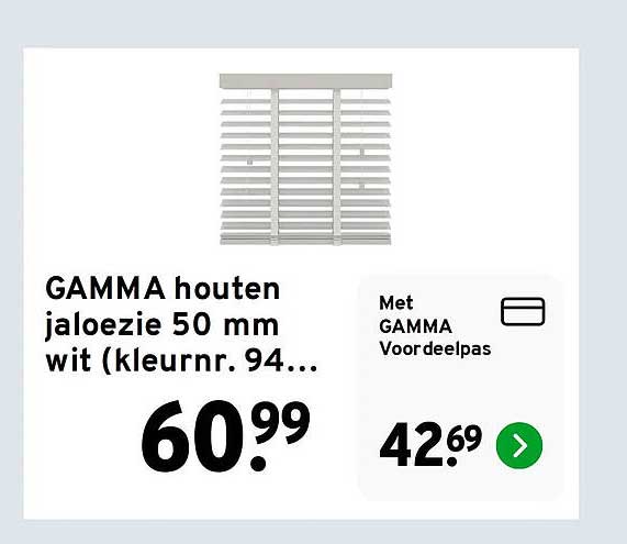 GAMMA houten jaloezie 50 mm wit (kleurnr. 94...)