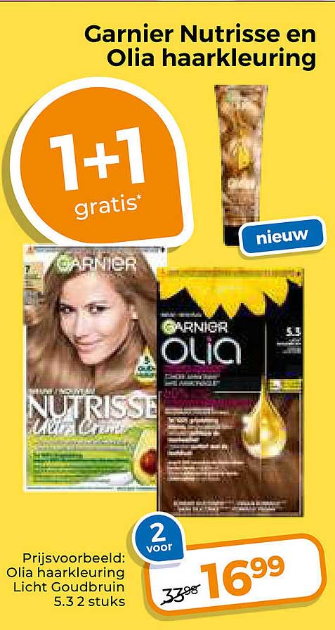 Garnier Nutrisse en Olia haarkleuring 1+1 gratis