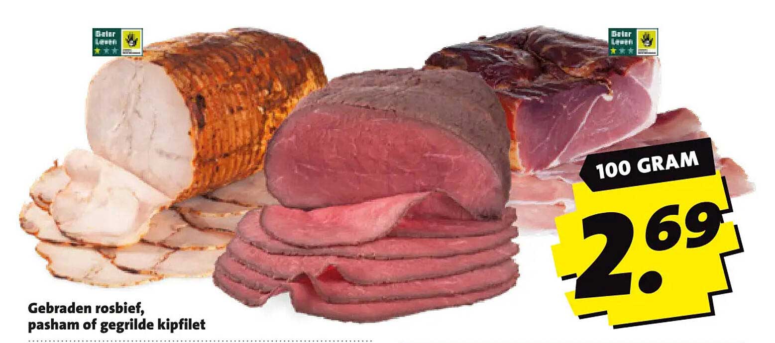 Gebraden rosbief, pasham of gegrilde kipfilet