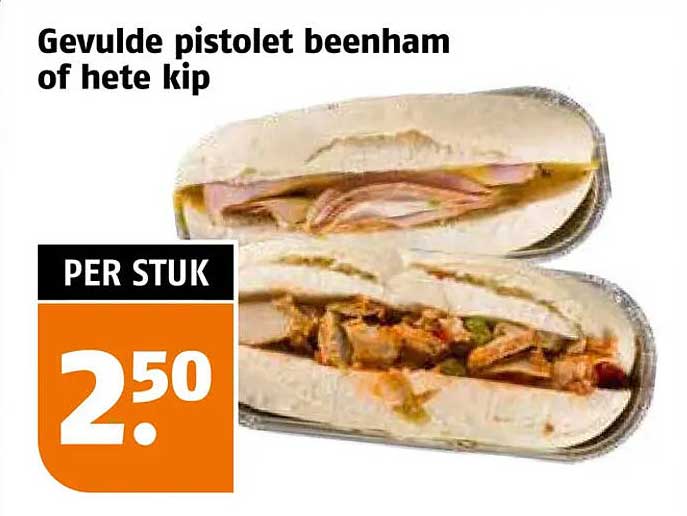 Gevulde pistolet beenham of hete kip