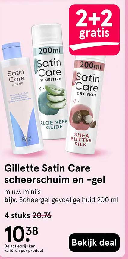Gillette Satin Care scheerschuim en -gel 2+2 gratis