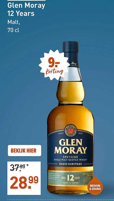 Glen Moray 12 Years Malt, 70 cl