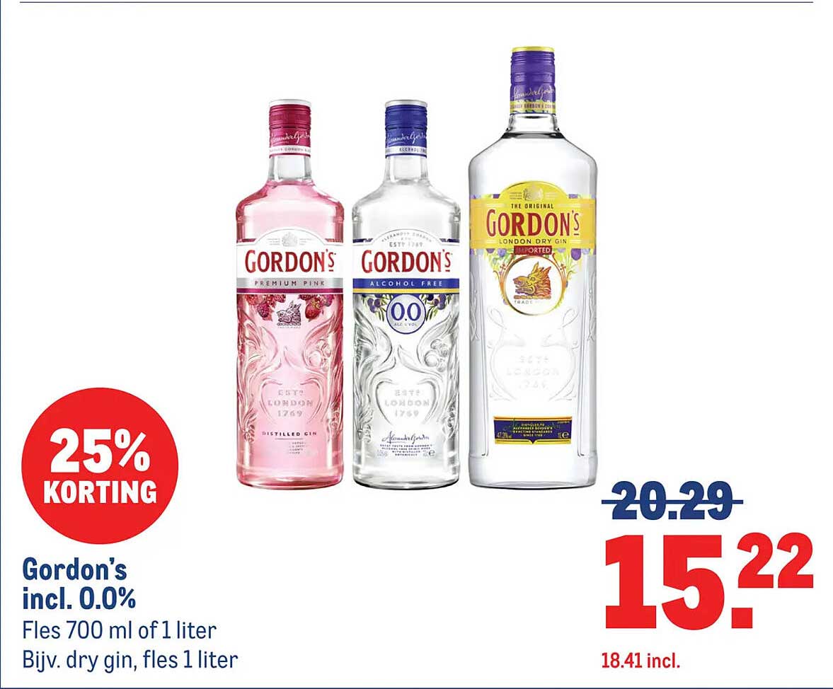 Gordon’s incl. 0.0% 25% korting