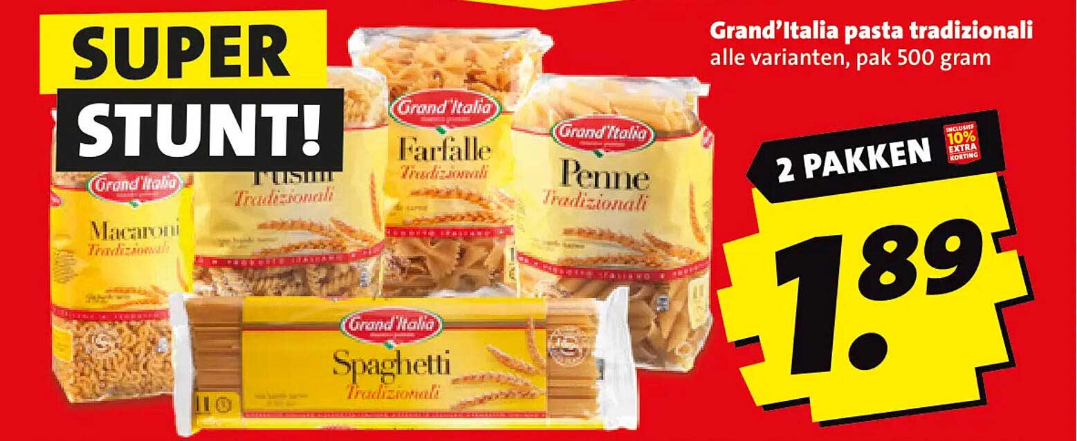 Grand'Italia pasta traditionali alle varianten, pak 500 gram 2 pakken