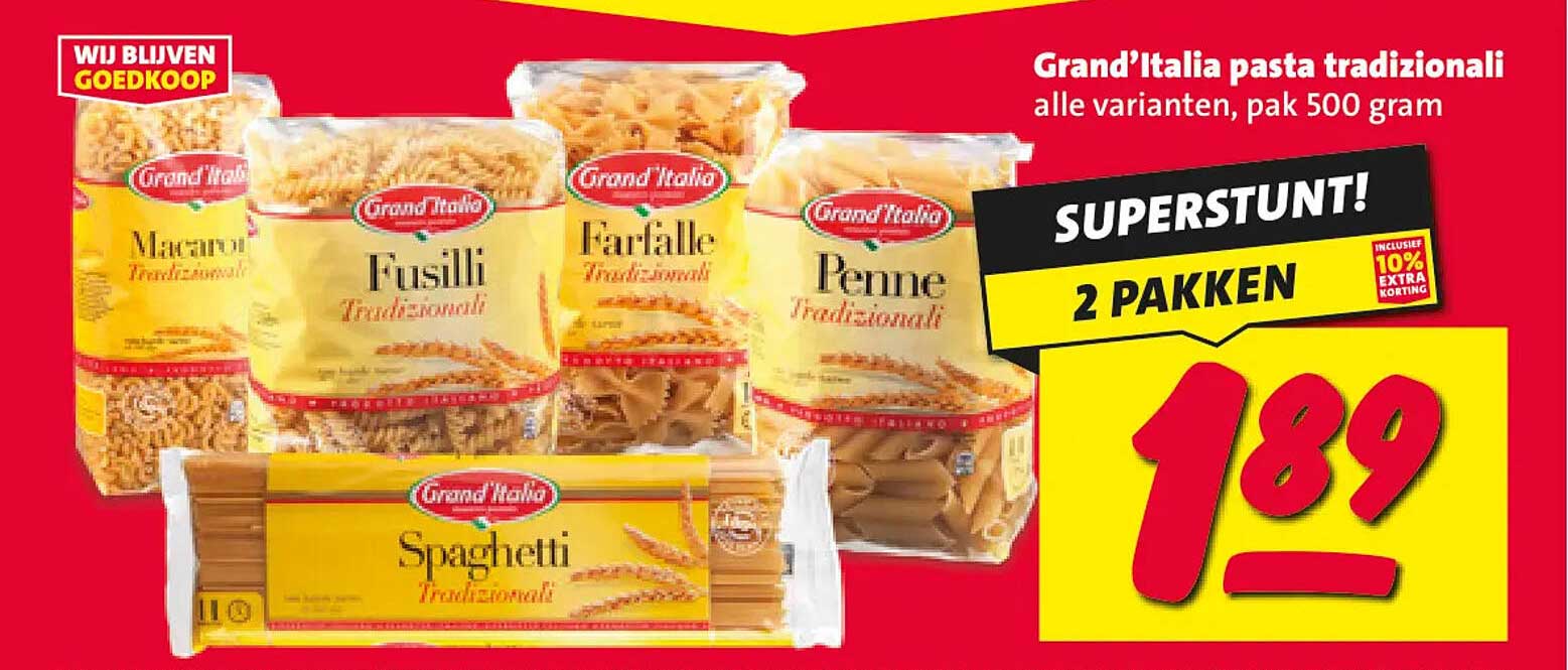 Grand'Italia pasta tradizionali alle varianten, pak 500 gram 2 PAKKEN