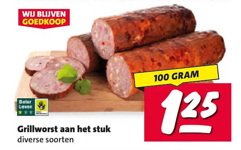 Grillworst aan het stuk diverse soorten 100 GRAM