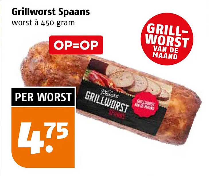 Grillworst Spaans worst à 450 gram OP=OP