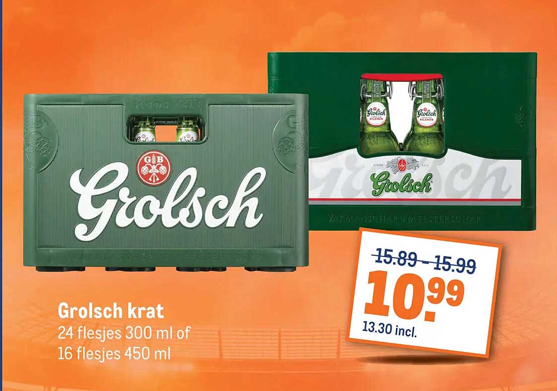 Grolsch krat 24 flesjes 300 ml of 16 flesjes 450 ml