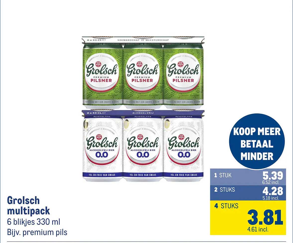 Grolsch multipack 6 blikjes 330 ml Bijv. premium pils