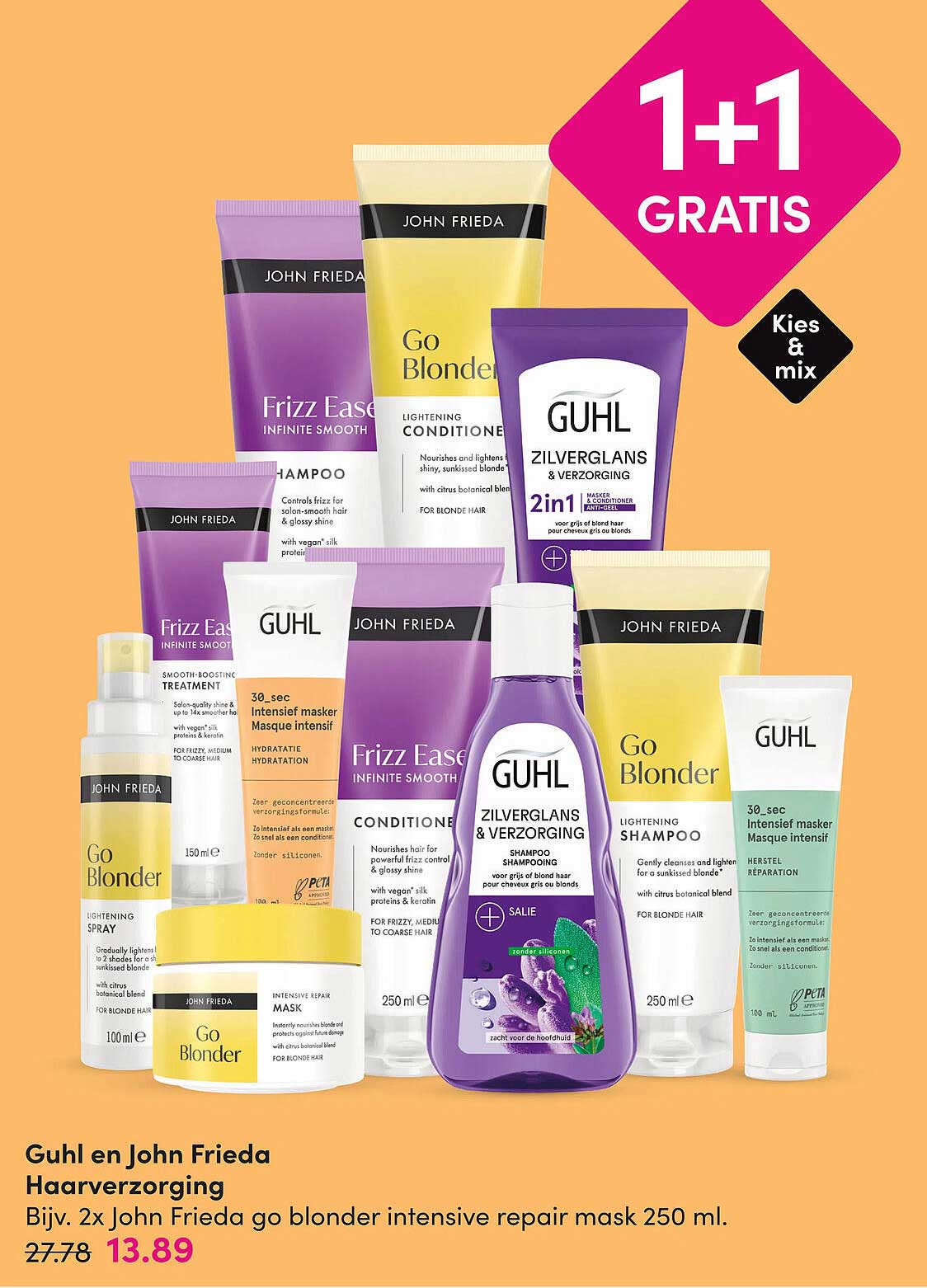 Guhl en John Frieda Haarverzorging 1+1 GRATIS
