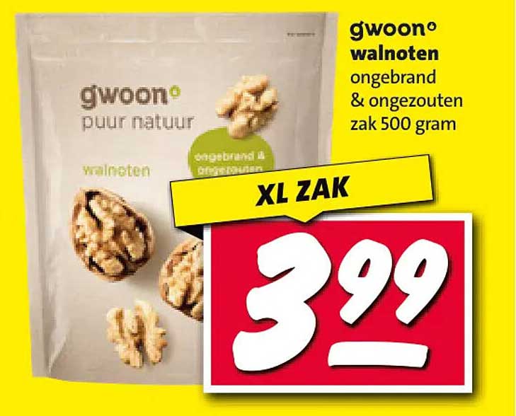 g'woon walnoten ongebrand & ongezouten zak 500 gram XL ZAK