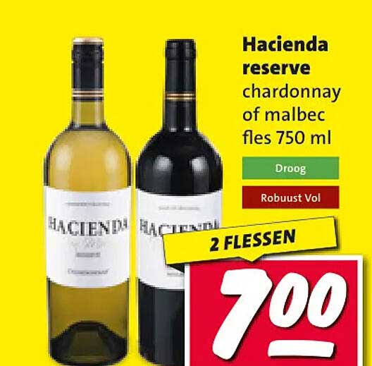 Hacienda reserve chardonnay of malbec fles 750 ml 2 FLESSEN