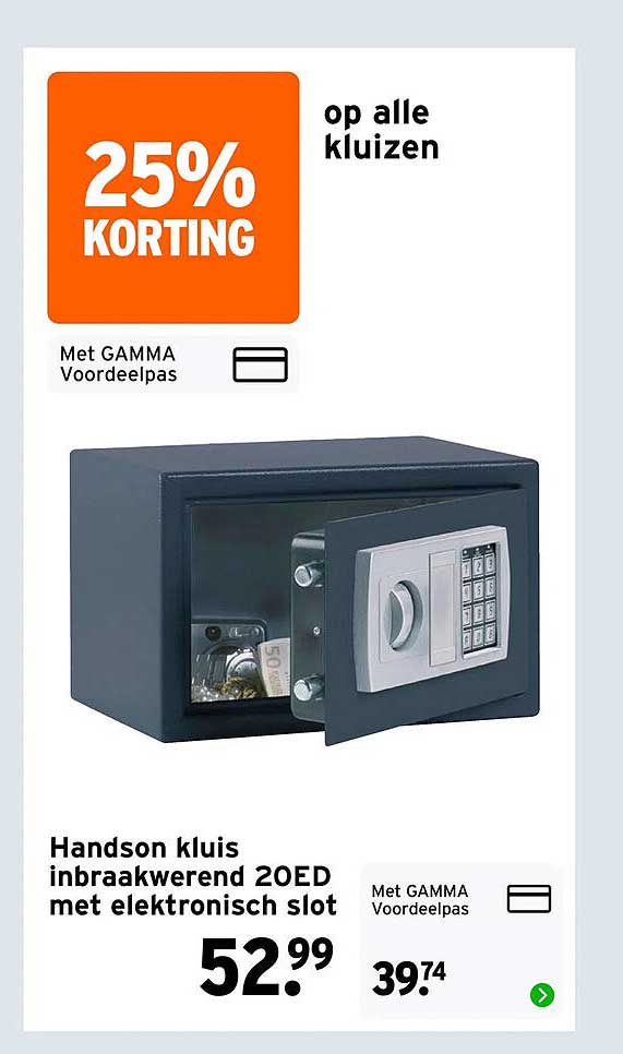 Handson kluis inbraakwerend 20ED met elektronisch slot