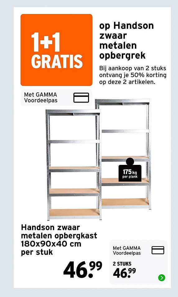 Handson zwaar metalen opbergrek 1+1 GRATIS