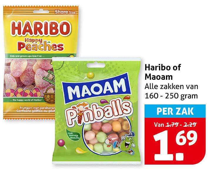 Haribo of Maoam Alle zakken van 160 - 250 gram PER ZAK