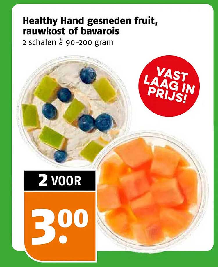 Healthy Hand gesneden fruit, rauwkost of bavarois