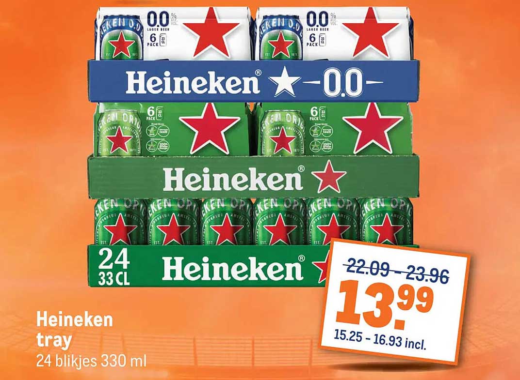 Heineken tray 24 blikjes 330 ml