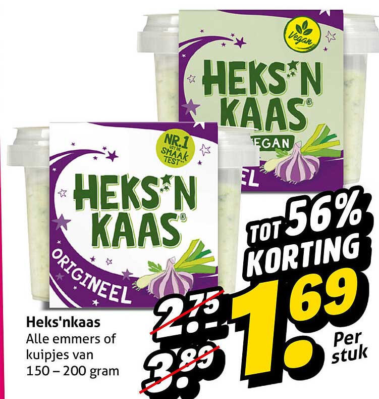 Heks'nkaas Alle emmers of kuipjes van 150 - 200 gram