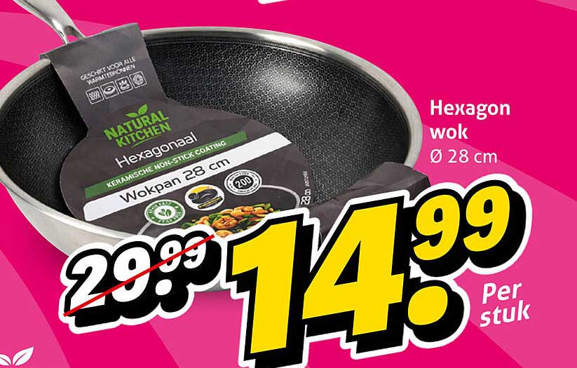 Hexagon wok Ø 28 cm