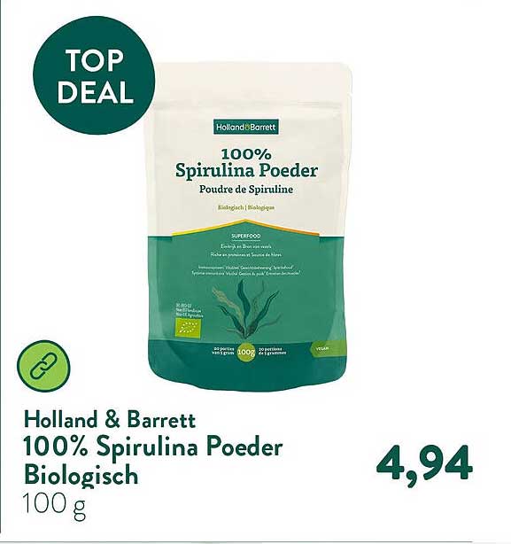 Holland & Barrett 100% Spirulina Poeder Biologisch 100 g