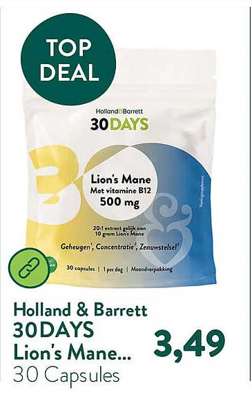 Holland & Barrett 30DAYS Lion's Mane... 30 Capsules