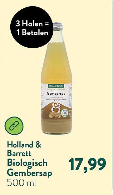 Holland & Barrett Biologisch Gembersap 500 ml 3 Halen = 1 Betalen