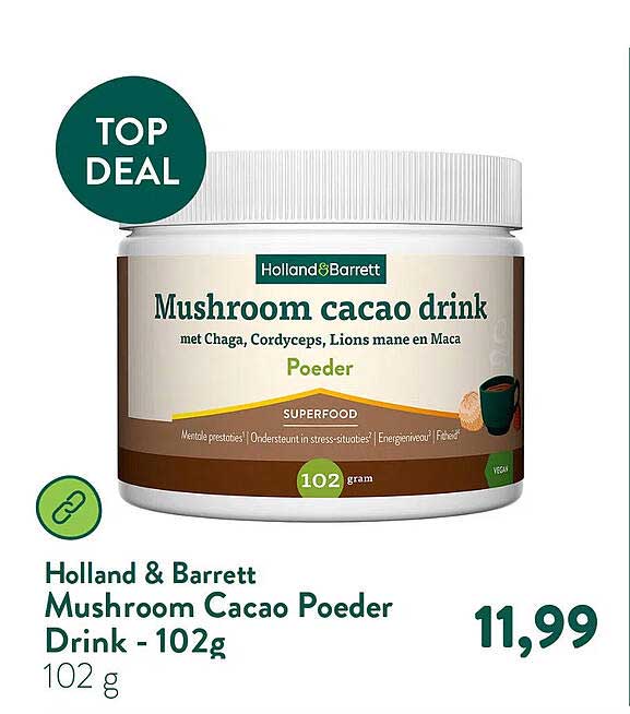 Holland & Barrett Mushroom Cacao Poeder Drink - 102g