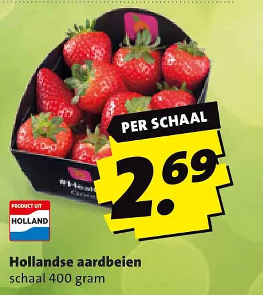 Hollandse aardbeien schaal 400 gram PER SCHAAL